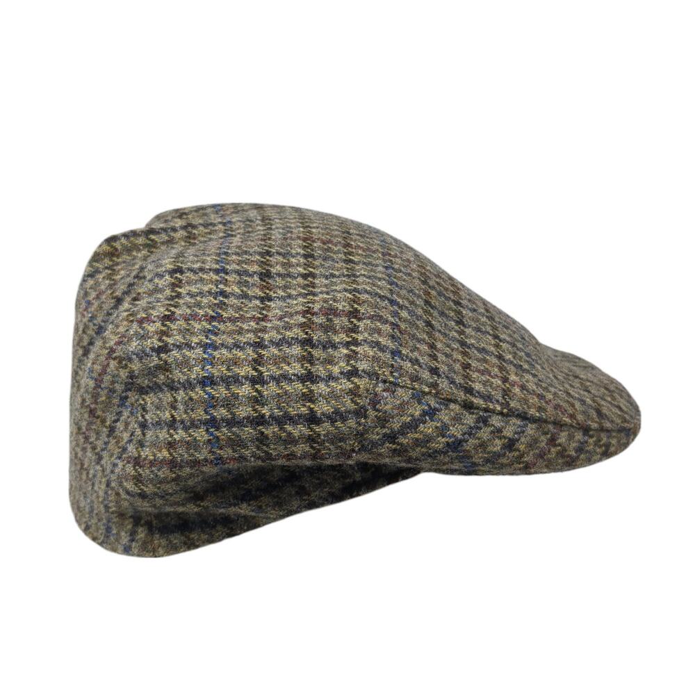 John Hanley & Co Ireland Wool Flat Cabbie Hat Houndstooth Wool Multicolor 6 7/8